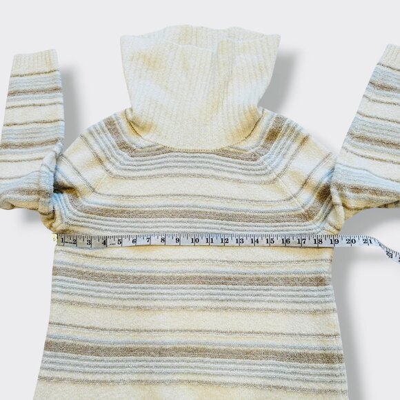 L.L.Bean Women’s Wool Blend Stripe Sweater Jumper Neutral Multistripe Size L - Picture 9 of 14